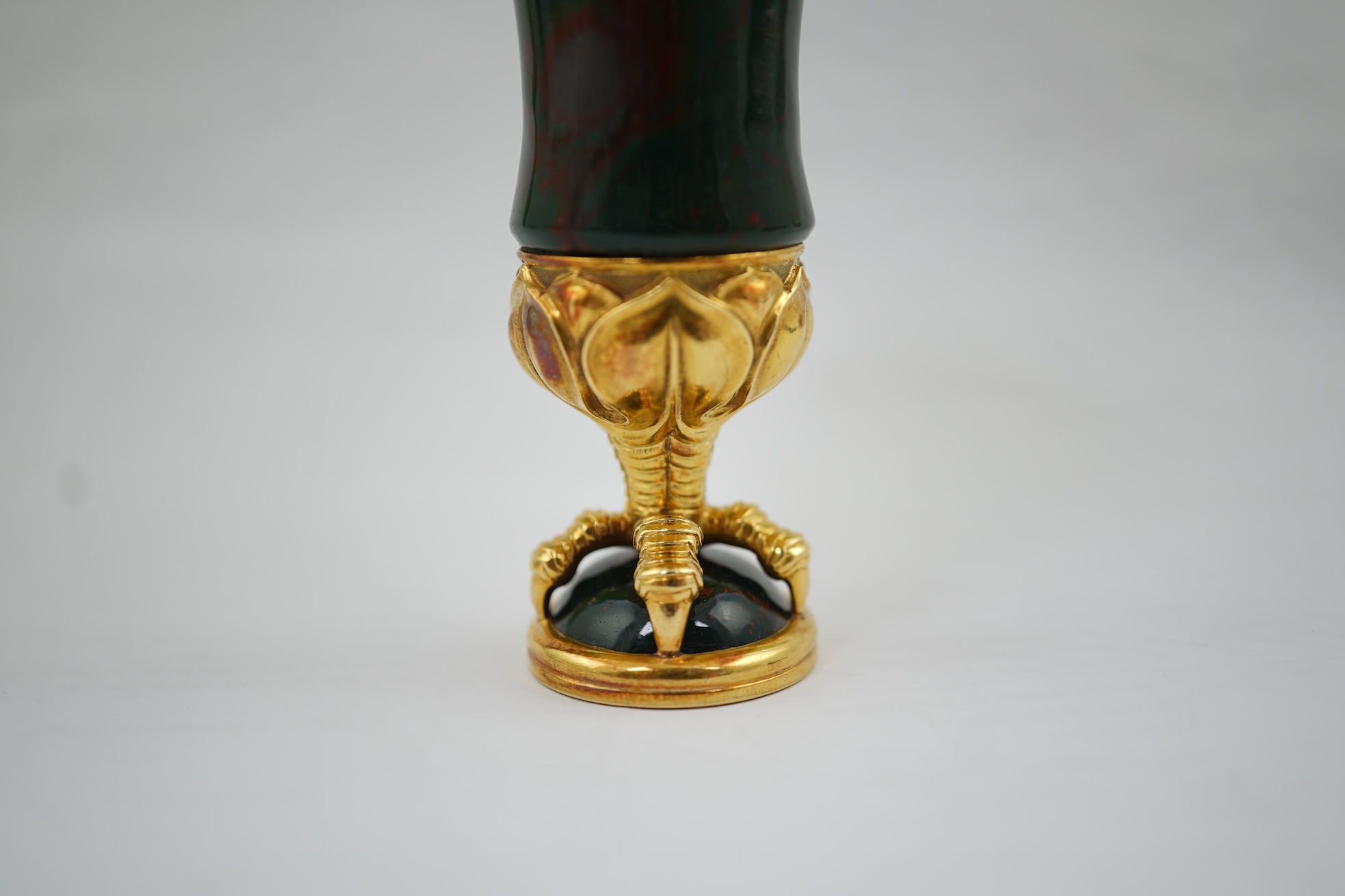A fine gold-mounted bloodstone seal, mid 19th century